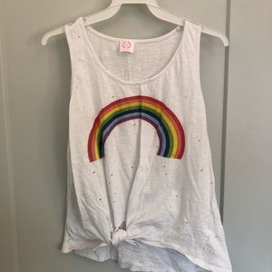 White distressed rainbow tank